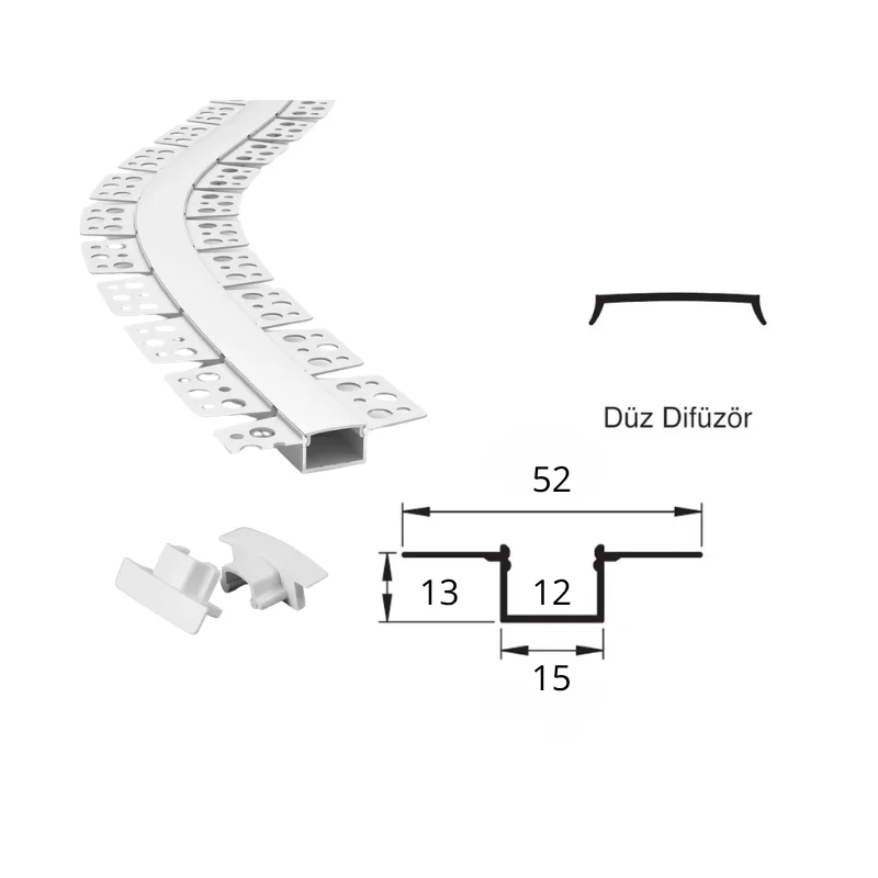 12 mm Esnek Trimless Alüminyum Profil