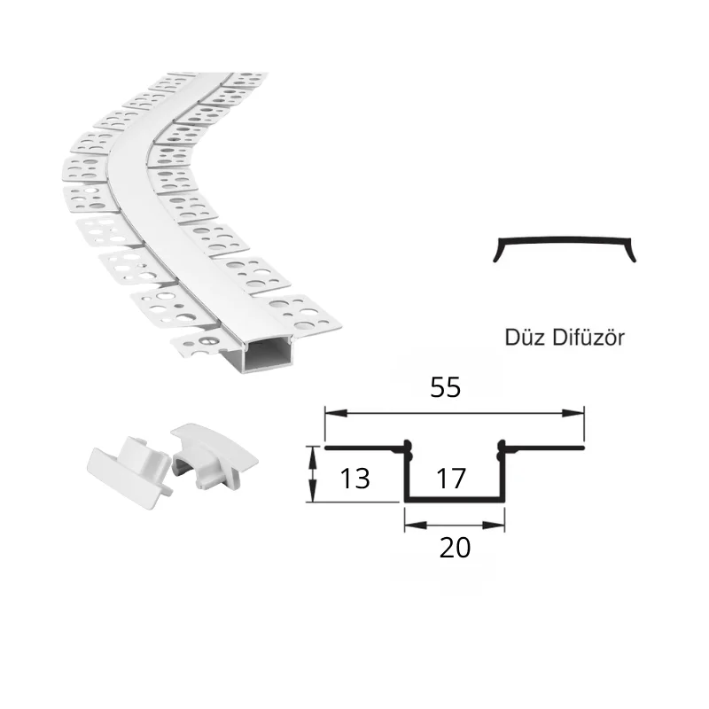 17 mm Esnek Trimless Alüminyum Profil